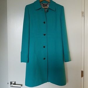 J Crew Double Cloth Aqua 3/4 length Coat - Sz 12